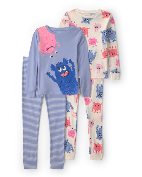 Carters Pijama Cotton Girl Monster 4pcs para Niña