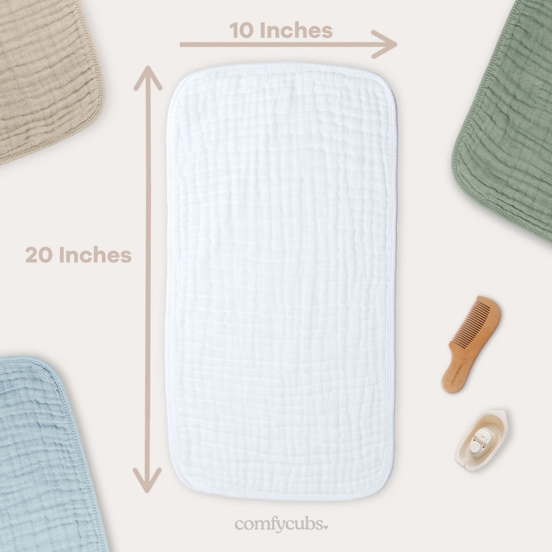 COMFY CUBS BEBE NIÑA SACAGASES MUSLIN WHITE 10PK