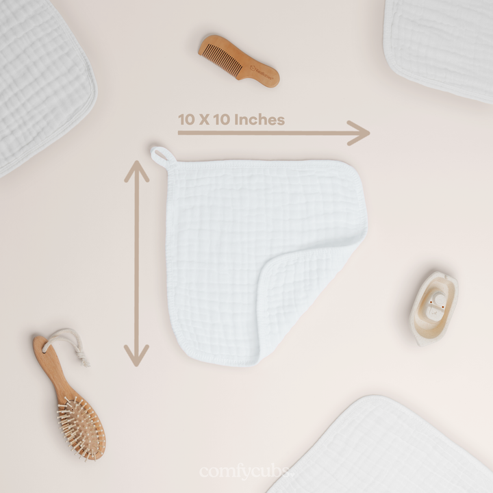 COMFY CUBS BEBE NIÑA TOALLITAS MUSLIN WHITE 6PK