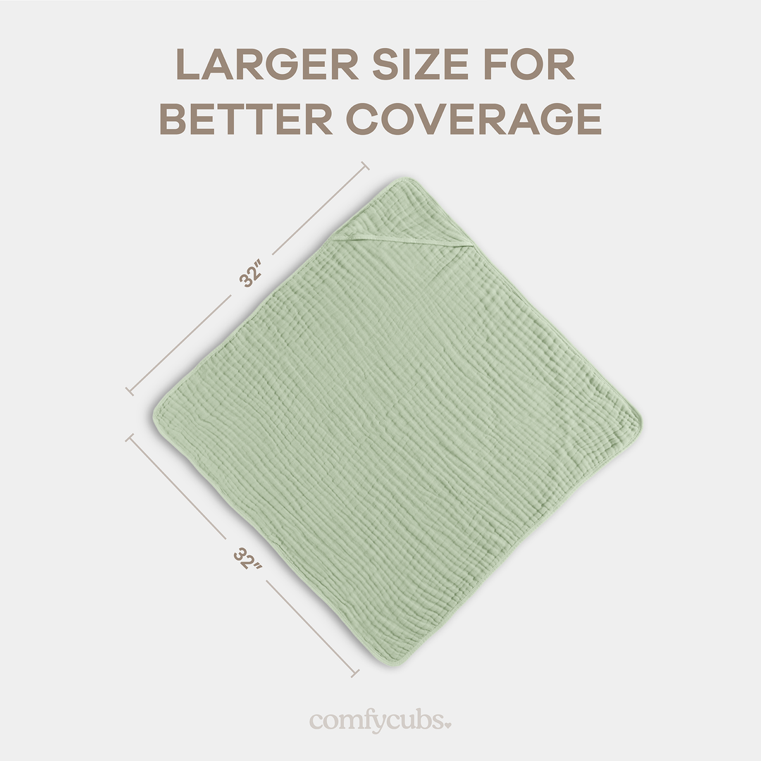 COMFY CUBS TOALLA CON CAPUCHA SAGE 2PK