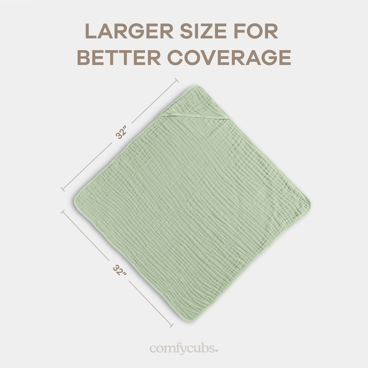 COMFY CUBS TOALLA CON CAPUCHA SAGE 2PK