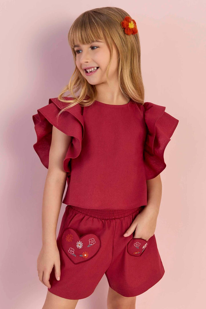 MON SUCRÉ NIÑA CONJ. DE SHORT FLOWER GARDEN VERMELHO