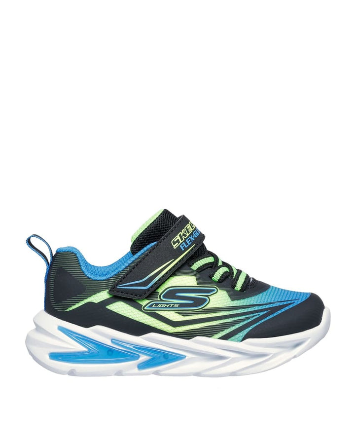 SKECHERS NIÑO ZAPATILLA FLEX GLOW ULTRA BLACK/BLUE/LIME