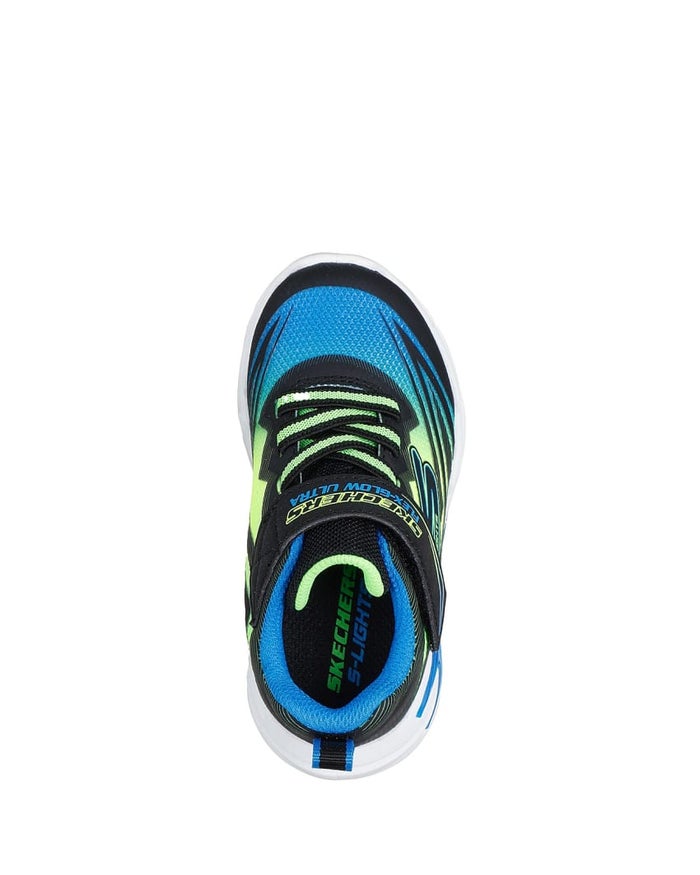SKECHERS NIÑO ZAPATILLA FLEX GLOW ULTRA BLACK/BLUE/LIME
