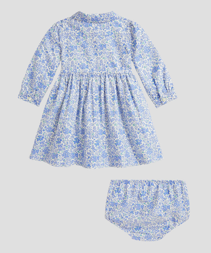 RALPH LAUREN BEBE NIÑA VESTIDO CLASSIC OXFORD CAROLAN FLORAL NEVIS BLUE