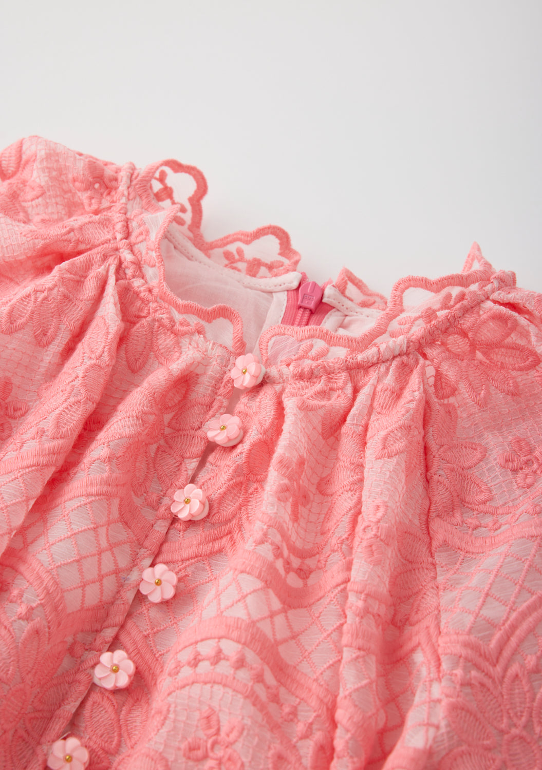 MARLO NIÑA VESTIDO KAIA LACE EMBROIDERED MINI PEACH