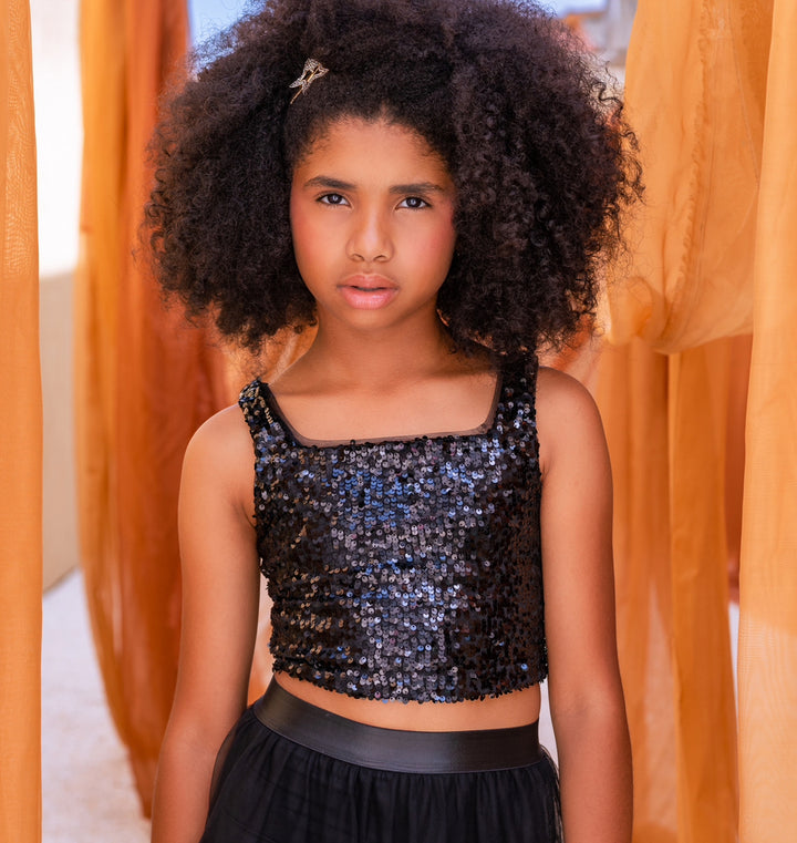 VANILLA CREAM NIÑA BLUSA JEANS PRETO/NEGRO