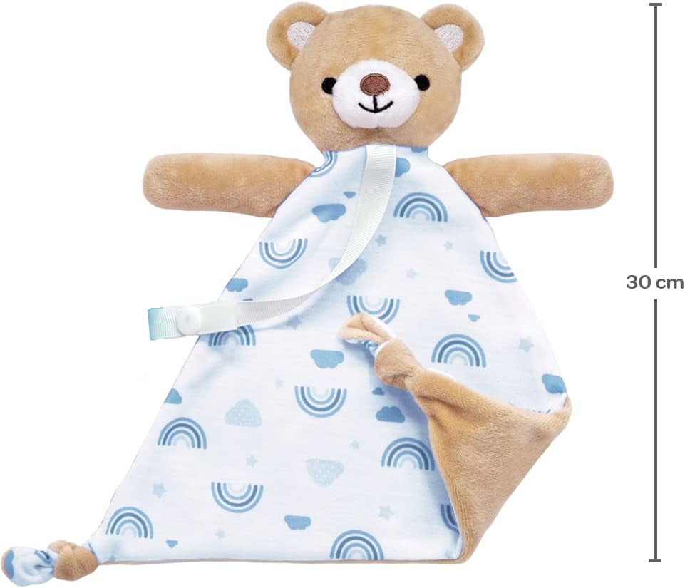 BUBA FRAZADA DE OSITO CON CLIP DE CHUPO AZUL