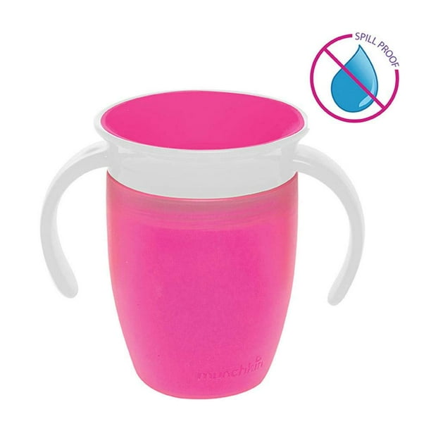 MUNCHKIN VASO 360 CON ASAS Y TAPA ROSA