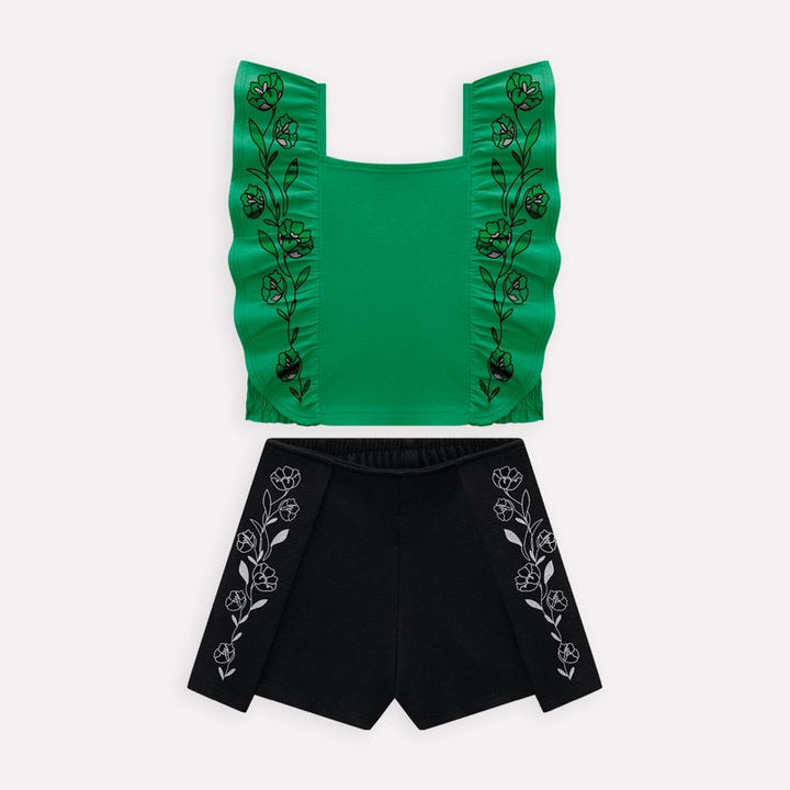 NANAI NIÑA CONJ. DE SHORT VERDE/NEGRO