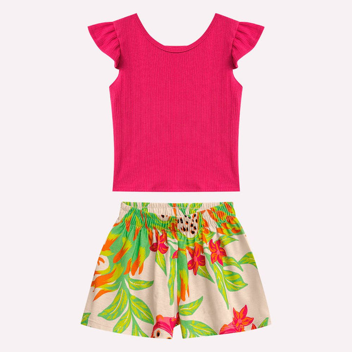 NANAI NIÑA CONJ. DE SHORT FUCSIA