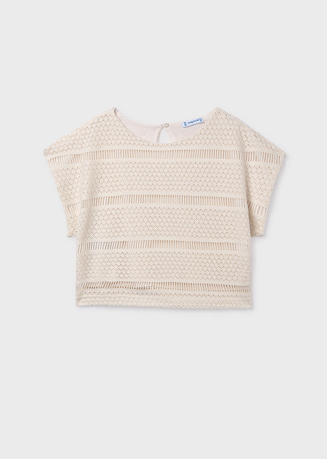 Mayoral Blusa Crochet Hueso para Niña