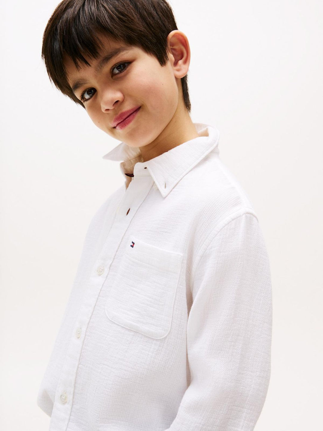 TOMMY HILFIGER NIÑO CAMISA TEXTURED SOLID LWHITE
