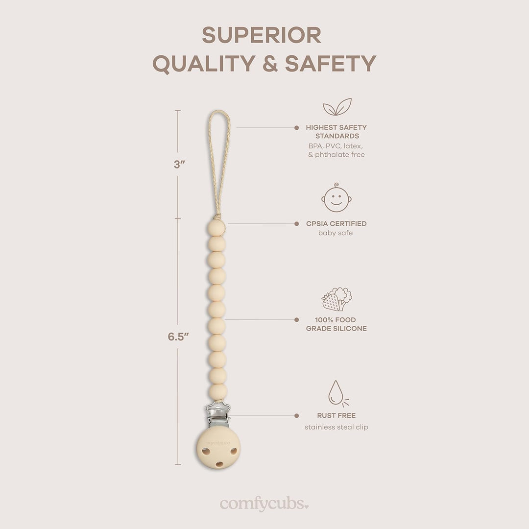 COMFY CUBS CLIP DE CHUPO BEIGE & LIGHT BEIGE