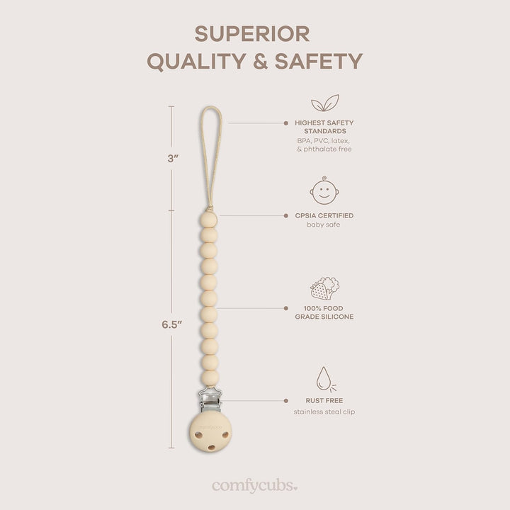 COMFY CUBS CLIP DE CHUPO BEIGE & LIGHT BEIGE