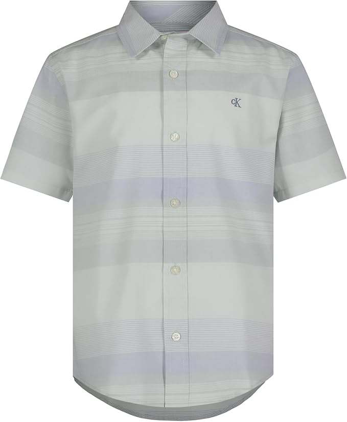 CALVIN KLEIN NIÑO CAMISA ELEMENTAL STRIPE LIGHT SAGE