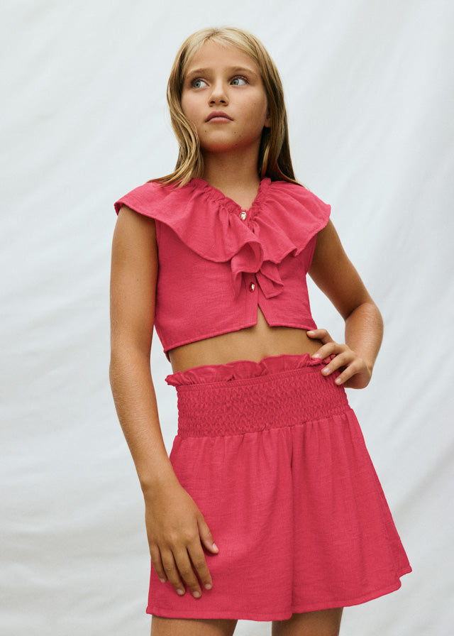 Mayoral Conjunto De Short Volante Coral para Niña