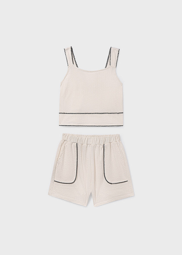 Mayoral Conjunto De Short Puntada Concha Hueso para Niña
