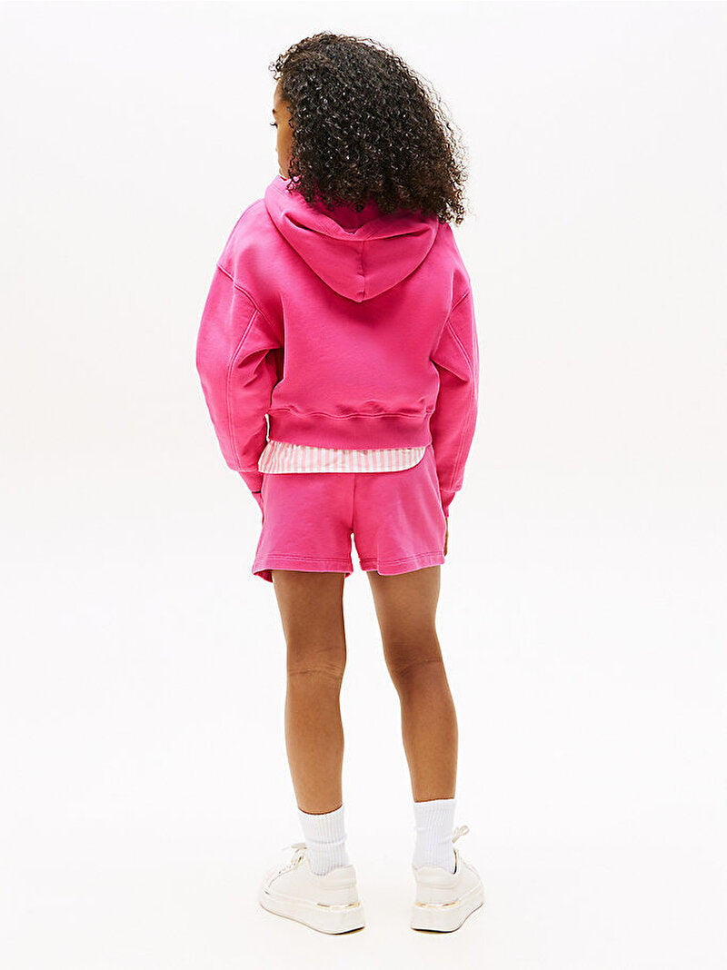 TOMMY HILFIGER NIÑA ABRIGO TONAL FLAG HOODIE JEWEL PINK
