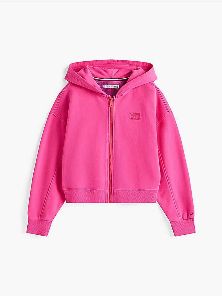 TOMMY HILFIGER NIÑA ABRIGO TONAL FLAG HOODIE JEWEL PINK