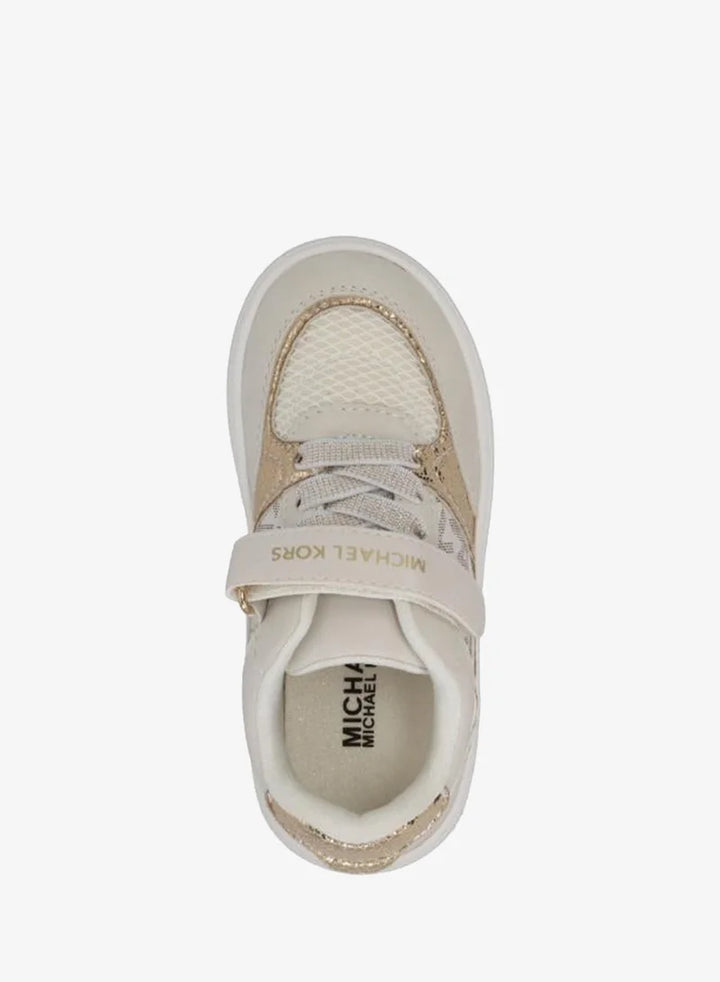 MICHAEL KORS NIÑA ZAPATILLA JEM CLARKE VANILLA MONOGRAM/SYNTHETIC/PALE GOLD CRACKED METALLIC