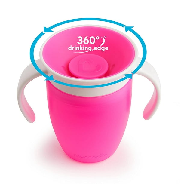 MUNCHKIN VASO 360 CON ASAS Y TAPA ROSA