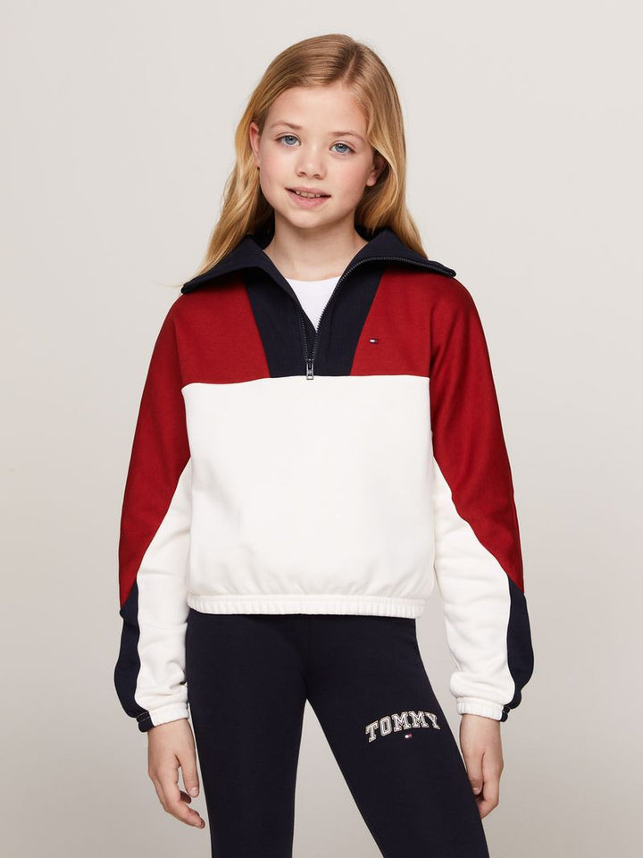 TOMMY HILFIGER NIÑA ABRIGO RWB HALF ZIP DARK MAGMA COLORBLOCK