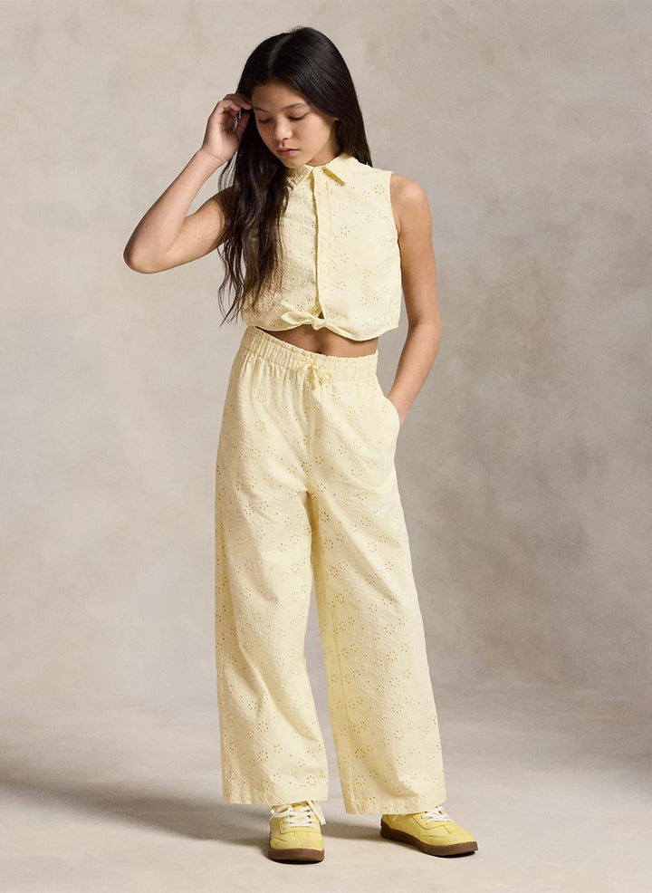 RALPH LAUREN NIÑA CONJ. DE PANTALON COTTON EYELET T-BIRD YELLOW