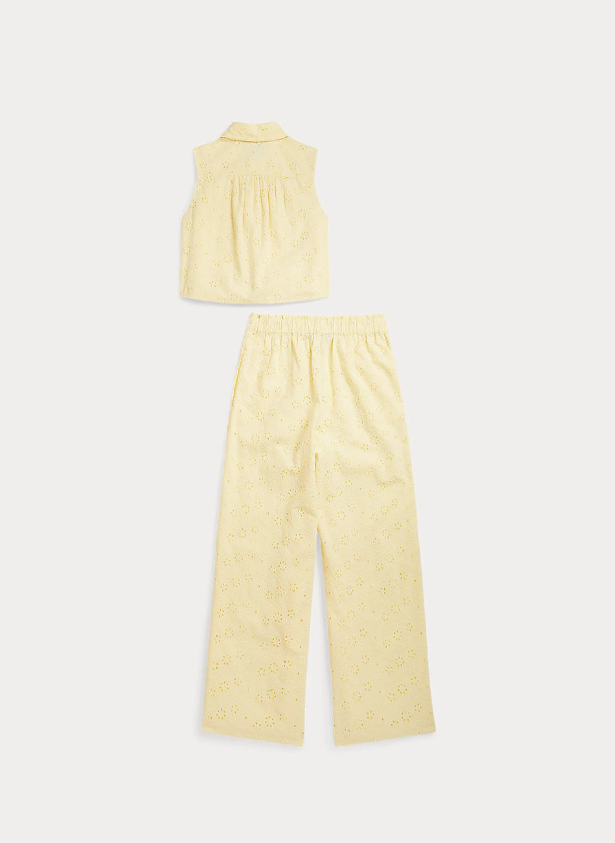 RALPH LAUREN NIÑA CONJ. DE PANTALON COTTON EYELET T-BIRD YELLOW