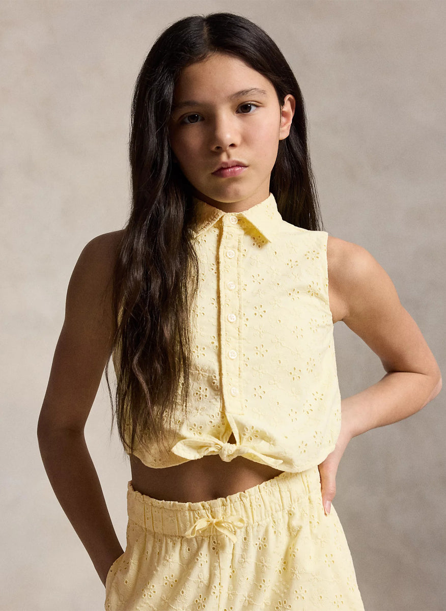 RALPH LAUREN NIÑA CONJ. DE PANTALON COTTON EYELET T-BIRD YELLOW