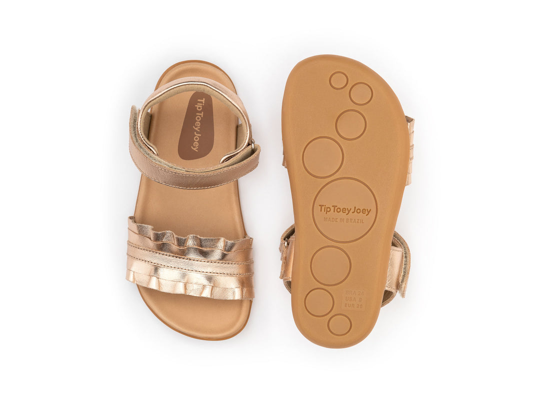TIP TOEY JOEY NIÑA SANDALIA RUFFLE METALIC SALMON