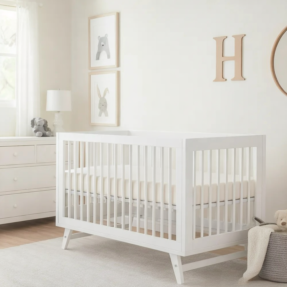PREMIUM BABY CUNA DE MADERA C/BARANDAL BLANCA