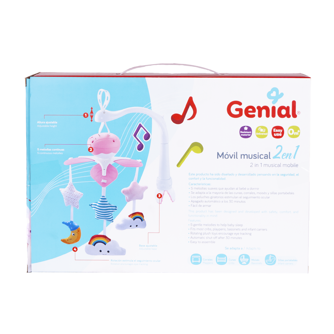 Genial Juguete Colgante Movil Musical 2 en 1 Pink