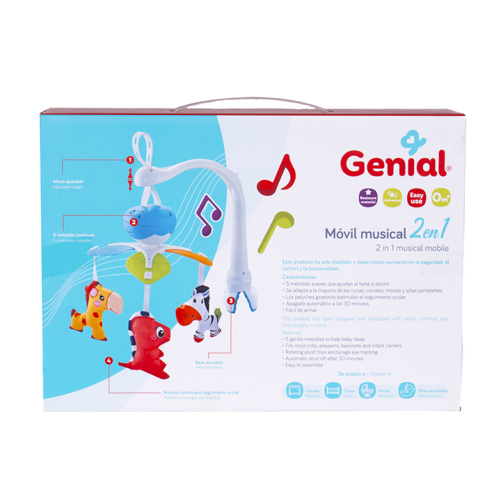 Genial Juguete Colgante Movil Musical 2 en 1 Turquoise