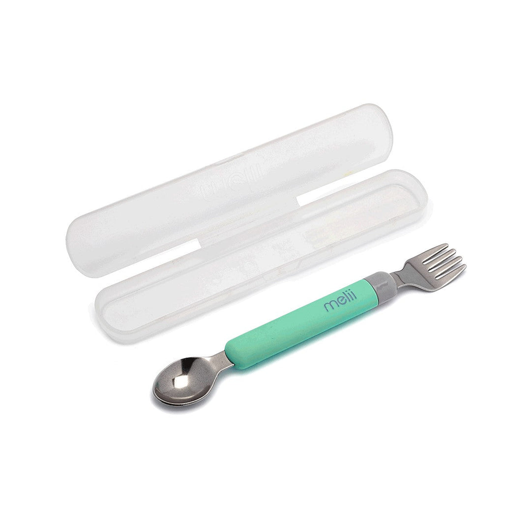 MELII TENEDOR Y CUCHARA CON ESTUCHE MINT/GREY