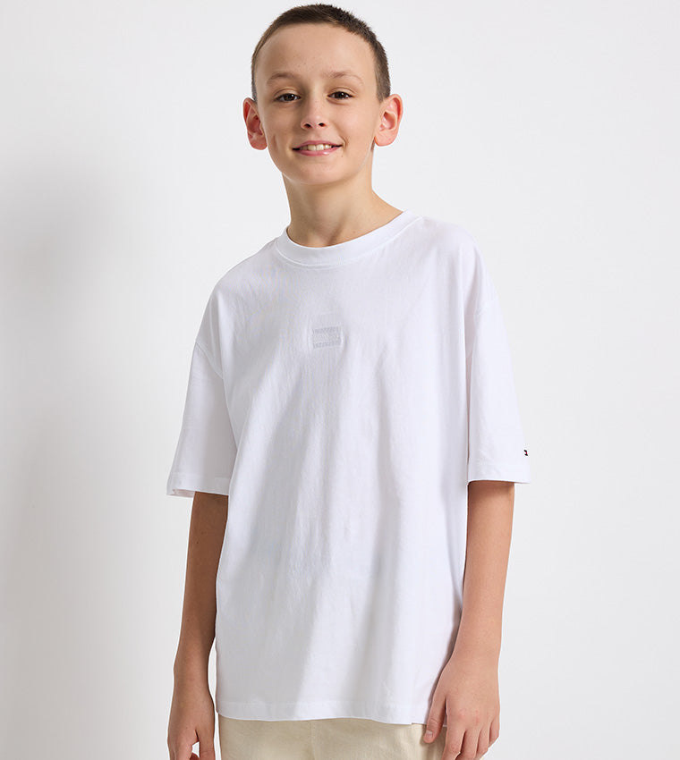 TOMMY HILFIGER NIÑO TSHIRT TONAL FLAG WHITE