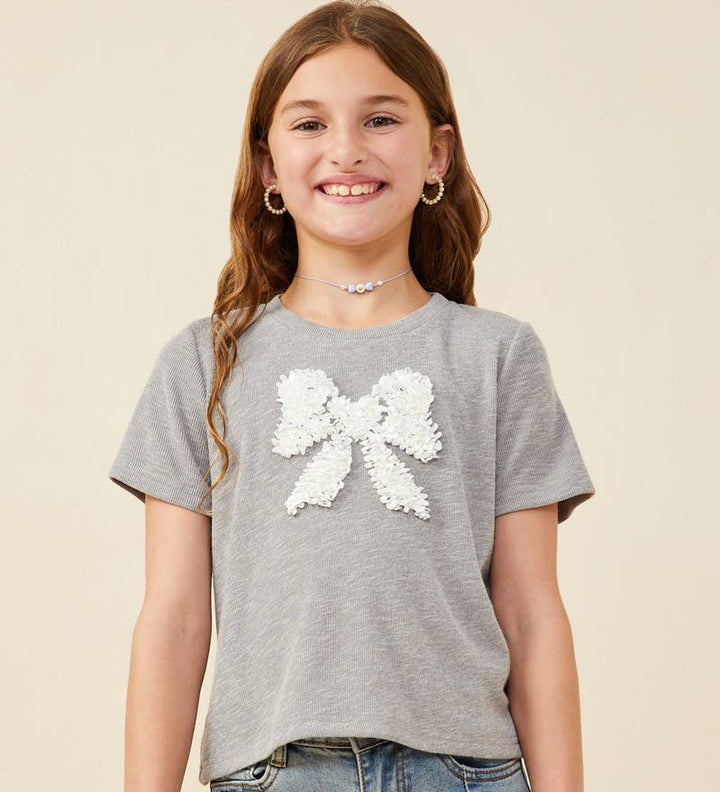 HAYDEN NIÑA TSHIRT BOW OFF WHITE GREY
