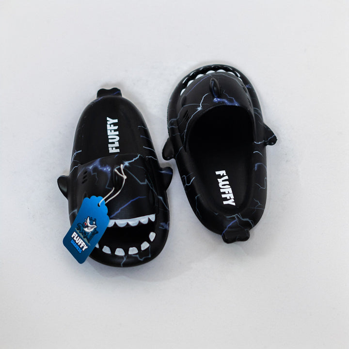 FLUFFY NIÑA CHANCLETA SHARK BLACK LIGHTNING