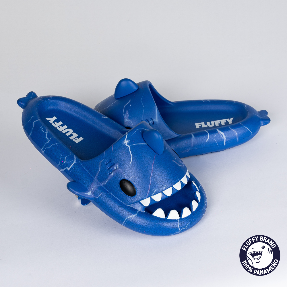 FLUFFY NIÑO CHANCLETA SHARK BLUE LIGHTNING