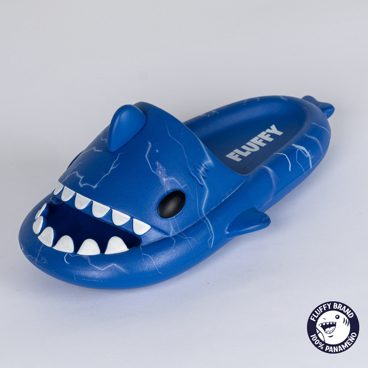 FLUFFY NIÑO CHANCLETA SHARK BLUE LIGHTNING
