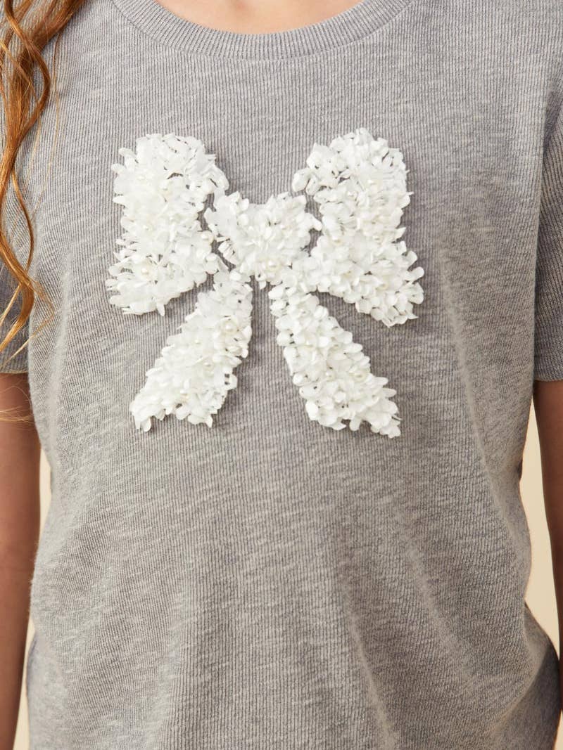 HAYDEN NIÑA TSHIRT BOW OFF WHITE GREY