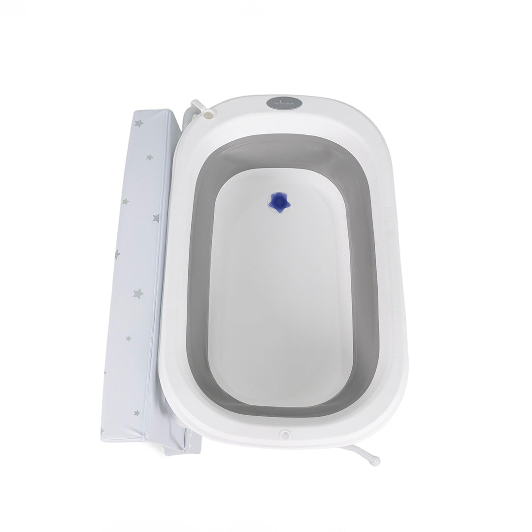 PREMIUM BABY TINA PLEGABLE PARA BEBES CON PATAS GRIS Y CAMBIADOR ALANA