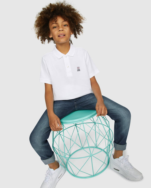 PSYCHO BUNNY NIÑO POLO CLASICO WHT