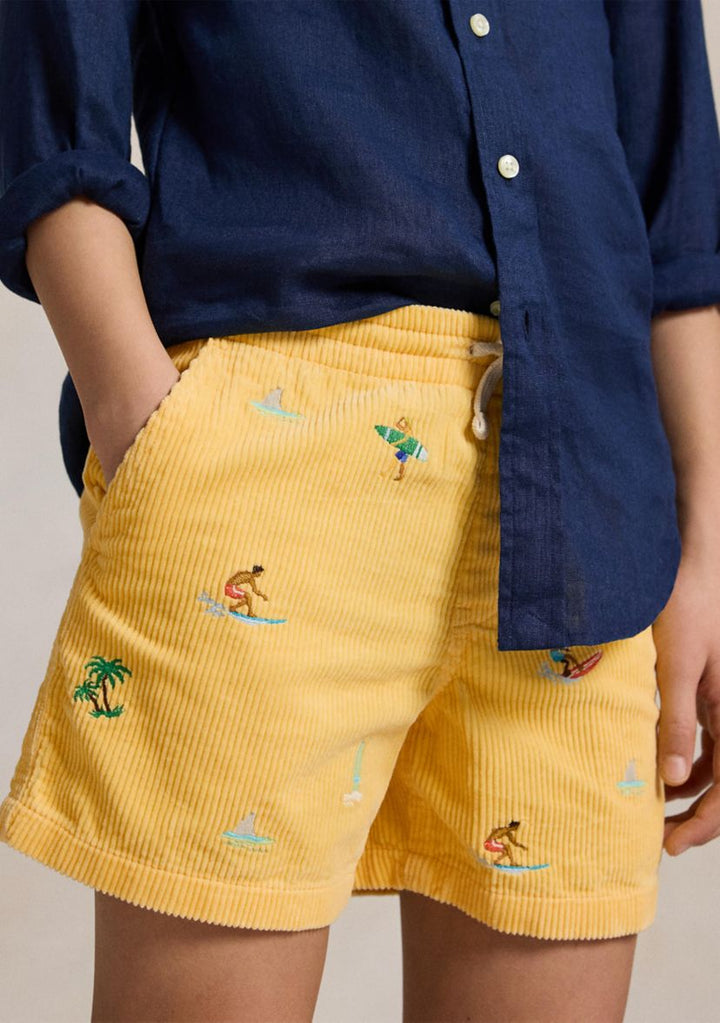 RALPH LAUREN NIÑO SHORT 8 WALE CORD BEACH YELLOW SURFER AOE