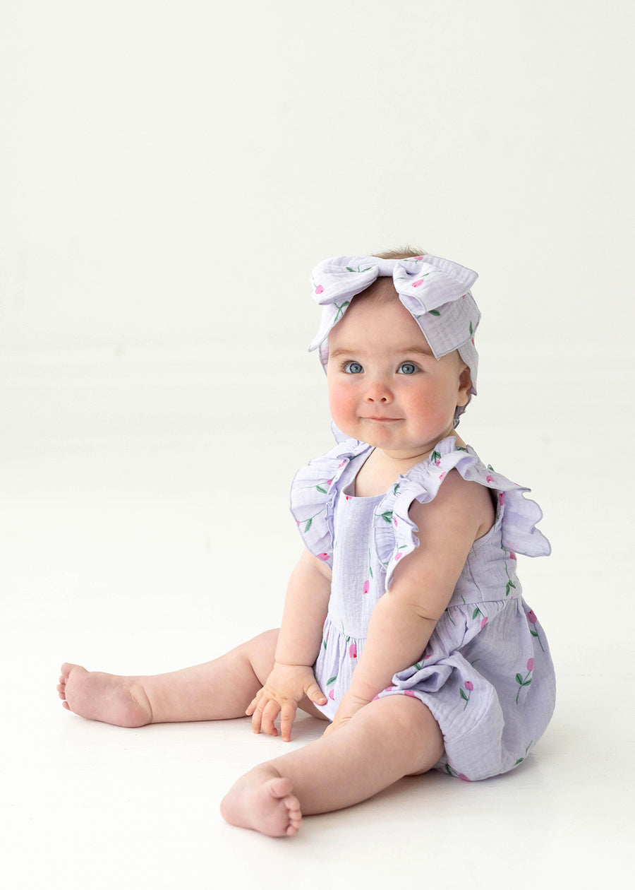 MABEL & HONEY BEBE NIÑA ROMPER TINY TULIP PURPLE