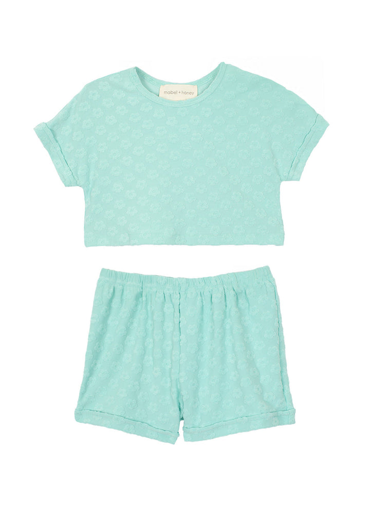 MABEL & HONEY NIÑA CONJ. DE SHORT BEACHSIDE BLUE