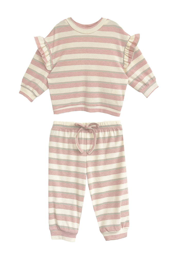 MABEL & HONEY NIÑA CONJ. DE PANTALON PINK CANDY STRIPE