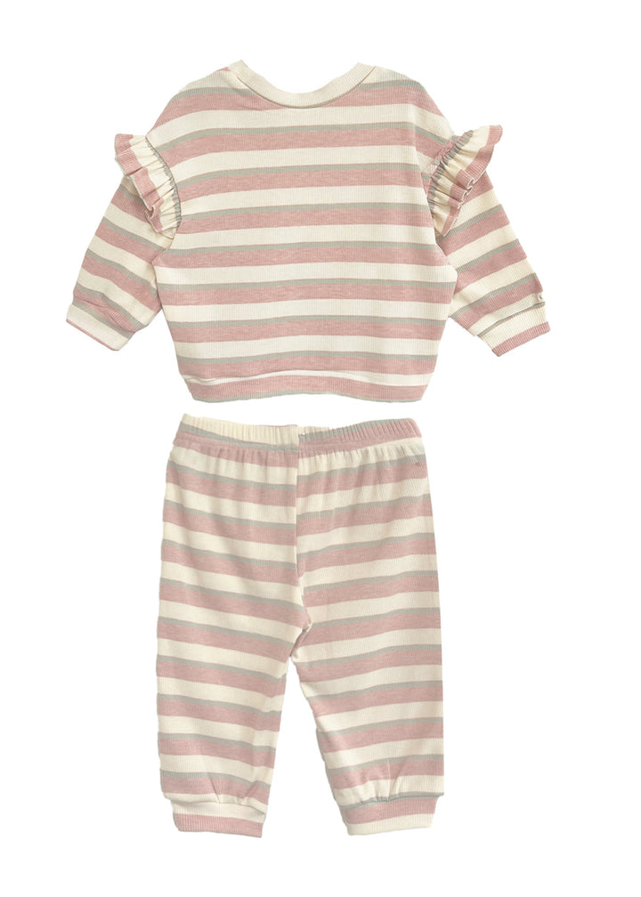 MABEL & HONEY NIÑA CONJ. DE PANTALON PINK CANDY STRIPE