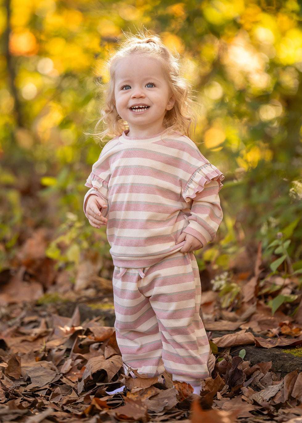 MABEL & HONEY NIÑA CONJ. DE PANTALON PINK CANDY STRIPE