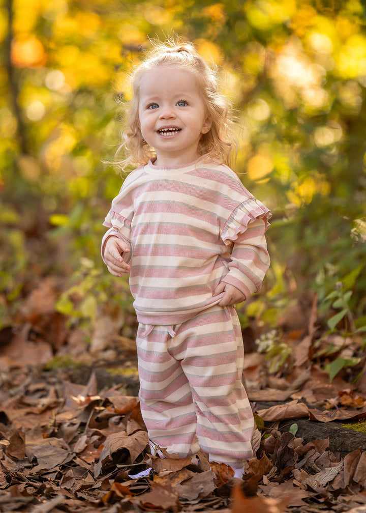 MABEL & HONEY NIÑA CONJ. DE PANTALON PINK CANDY STRIPE